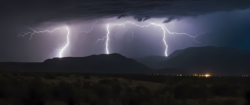 Dramatic lightning streaking across a tumultuous sky during an impending storm