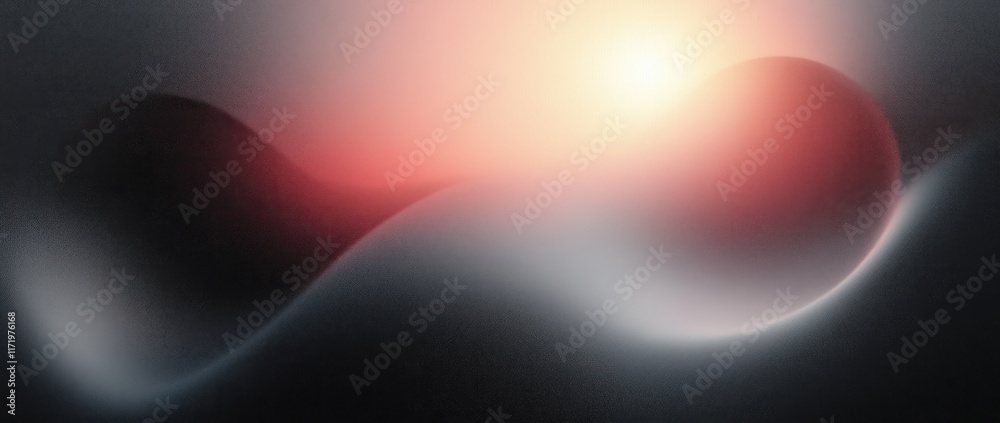 Poster Abstract black background with smooth white gray noise texture swirl vortex poster design
