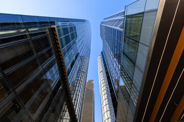 Scenic Vancouver financial district skyline in the city downtown near Robson square.
