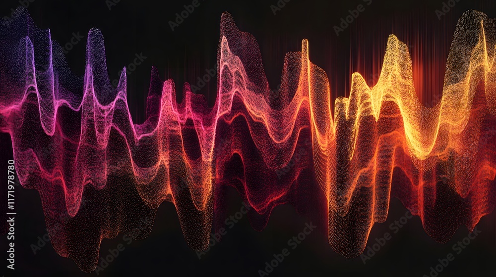 Poster abstract colorful waveform particle flow visualization