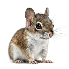 Fototapeta premium Adorable baby rodent sitting, white background, wildlife closeup.