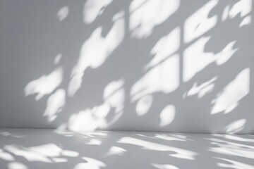 Obraz premium Serene Abstract Shadow of Tree Leaves on White Wall with Natural Light