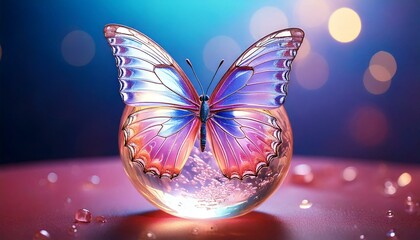 Fototapeta premium butterfly perched on a sparkling crystal 