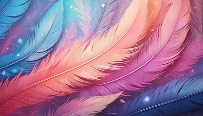 Obraz premium pastel feather pattern with soft sparkles 