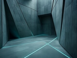 Fototapeta premium Abstract Modern Architectural Space With Teal Lighting