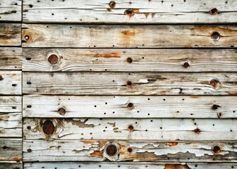 Fototapeta premium Vintage grunge photograph: decaying wooden house, rustic texture, weathered white planks.