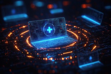 Futuristic Digital Network Data Transfer Exchange Virtual Cloud Storage and Backup 3D Rendering Illustration