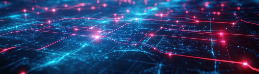 Obraz premium A glowing network of voltage lines weaving through a futuristic forest with selfsustaining energy systems