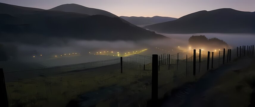 Secluded valleys bordered by fences inviting reflection and serenity