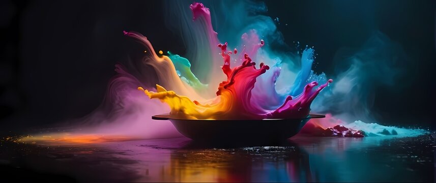 Splashes of color from an artists palette spread wide inviting creativity
