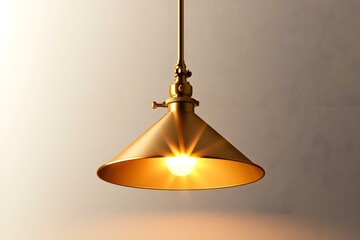 Vintage Style Pendant Light with Warm Glow Illuminating a Subtle Background in an Elegant Home Setting