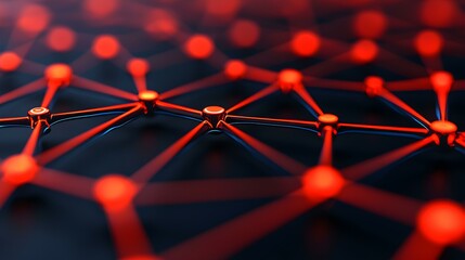 Abstract digital network with glowing connections and nodes illustrating technology and data communication concepts in a futuristic design