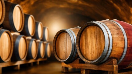 The ancient, weathered oak barrels stand proudly in the dimly lit underground cellar of the Spanish winery, their staves rich with the history of countless vintages