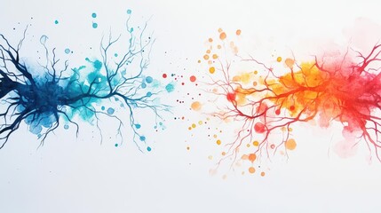 Obraz premium An abstract watercolor of interconnected roots and branches, symbolizing unity and transformation