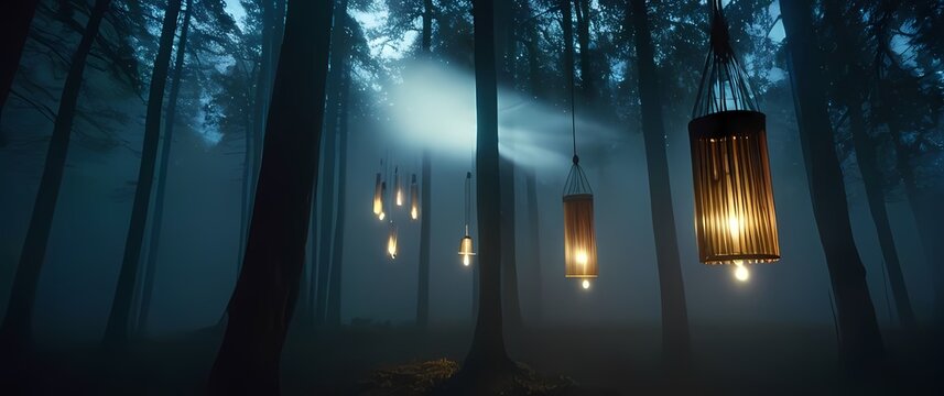 Tranquil sound of wind chimes gently swaying in the breeze