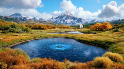 Naklejka premium In this futuristic scenario, advanced Type I civilizations have harnessed the power of AI to control geothermal energy plants powered by quantum technology