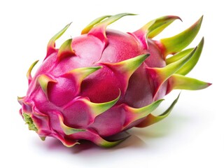 High-resolution overhead shot of a dragon fruit (pitaya) against a white background.