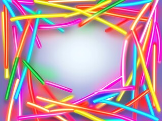 Bright Neon Rods Form Colorful Frame