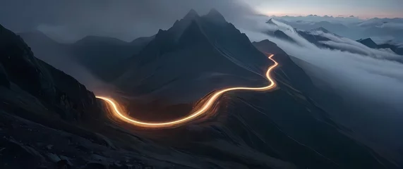 Selbstklebende Fototapeten Winding mountain passes revealing dramatic landscapes at every turn inviting exploration © RobinsonIcious