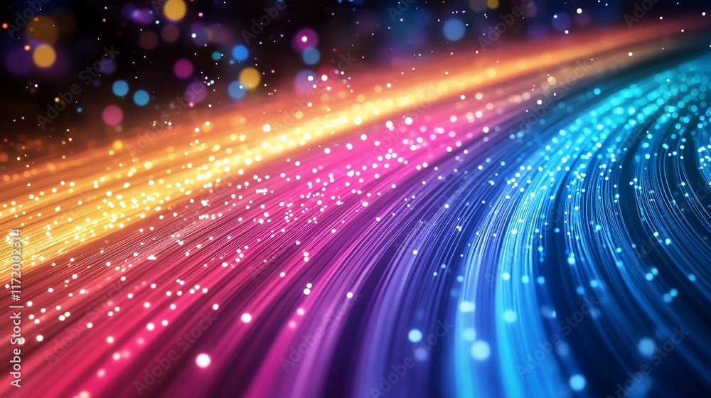 Wall mural abstract colorful light streaks and bokeh.