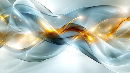Abstract gold and blue glowing waves.