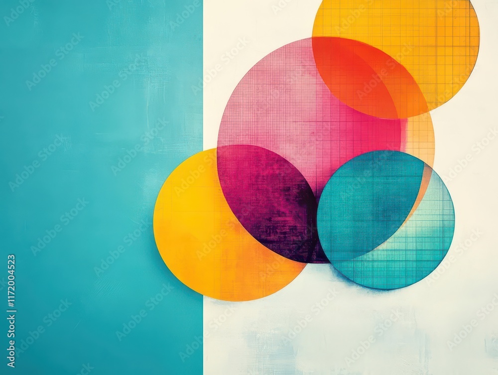 Fototapete intricate set representation accented by overlapping circular lines copy space smooth gradients doub