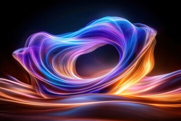 A mesmerizing abstract digital artwork featuring swirling purple and blue lines that create a fantastical fractal texture, creating a vivid 3D rendering that is truly captivating.