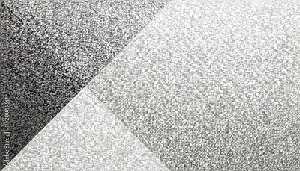 Poster abstract geometric composition featuring overlapping transparent layers in gray and white tones, ide