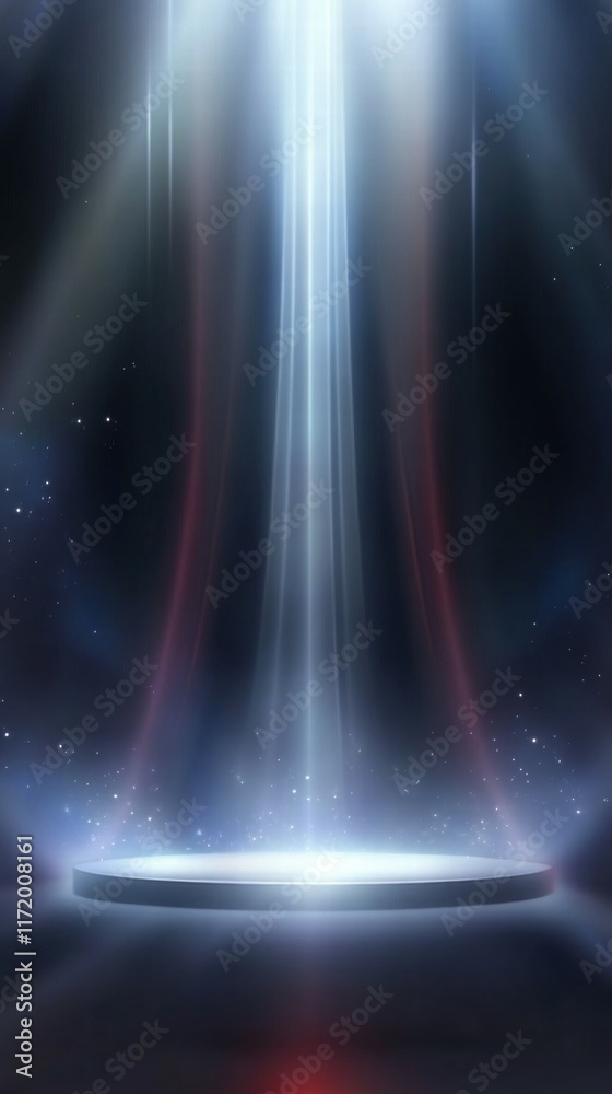 Aufkleber A beam of light descends from above onto a circular platform, creating a mystical atmosphere.