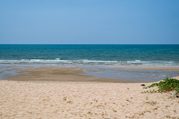 Tropical island with beautiful beach in the morning. Nature background.
