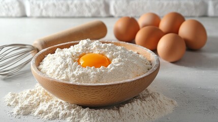 Fresh Ingredients for Baking in a Rustic Setting