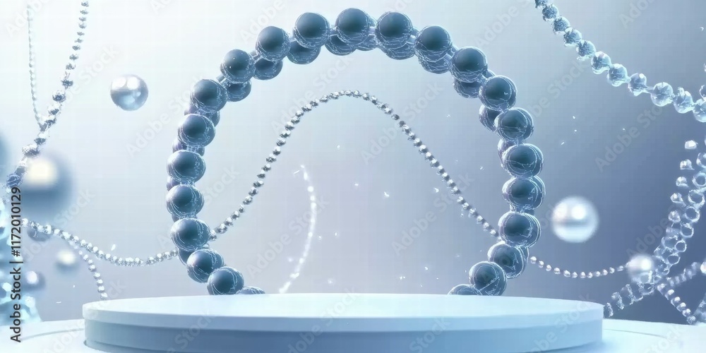 Poster Abstract representation of molecular structures in a futuristic setting.