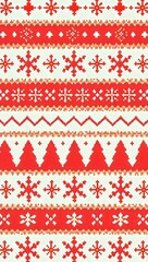Festive Knitted Christmas Pattern With Snowflakes, Trees, And Stars