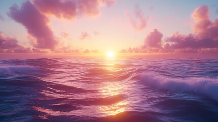 Obraz premium Sunset over ocean waves coastal landscape nature photography