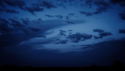 Dark Blue Storm Clouds Gathering at Dusk with a Patch of Light Breaking Through, Perfect for Themes of Serenity, Nature, or Weather Concepts