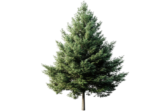one Green tree isolated on white, Green trees isolated on transparent background forest and summer foliage for both print and web with cut path.
