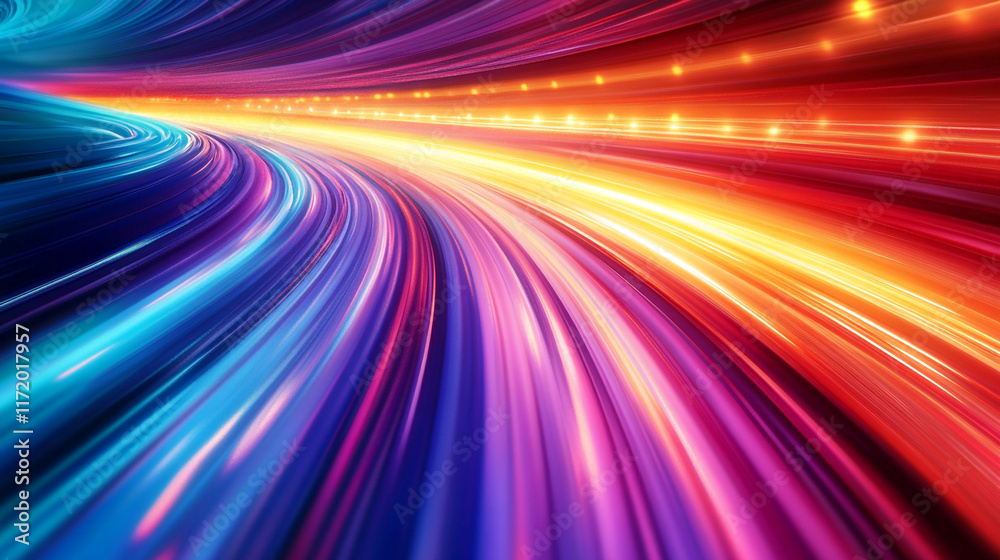 Poster colorful light trails create a dynamic abstract background in motion