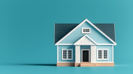 Modern Blue House on a Bright Background Perfect for Real Estate Marketing and Home Decor Concepts