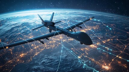 Advanced Drone Over Planet with Data Connections