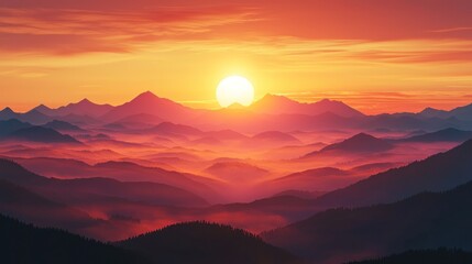Obraz premium Majestic sunrise over mountain range scenic landscape nature photography tranquil environment