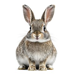 Fototapeta premium Cute bunny rabbit portrait, isolated on white background, studio shot.