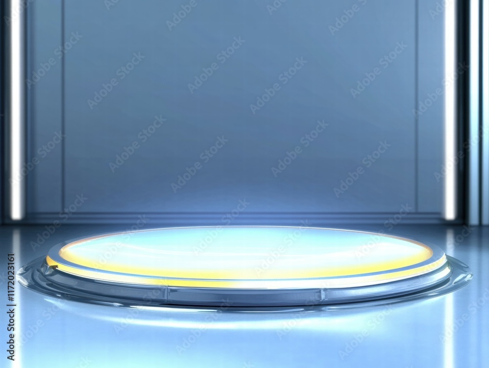 Poster A futuristic platform in a minimalist setting, ideal for presentations or displays.