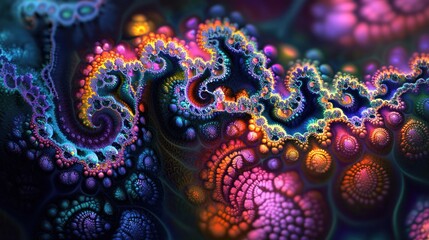 Obraz premium Vibrant Fractal Art: A Kaleidoscope of Colors and Patterns