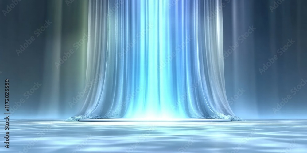 Aufkleber a serene waterfall with flowing light and reflections on a calm surface.