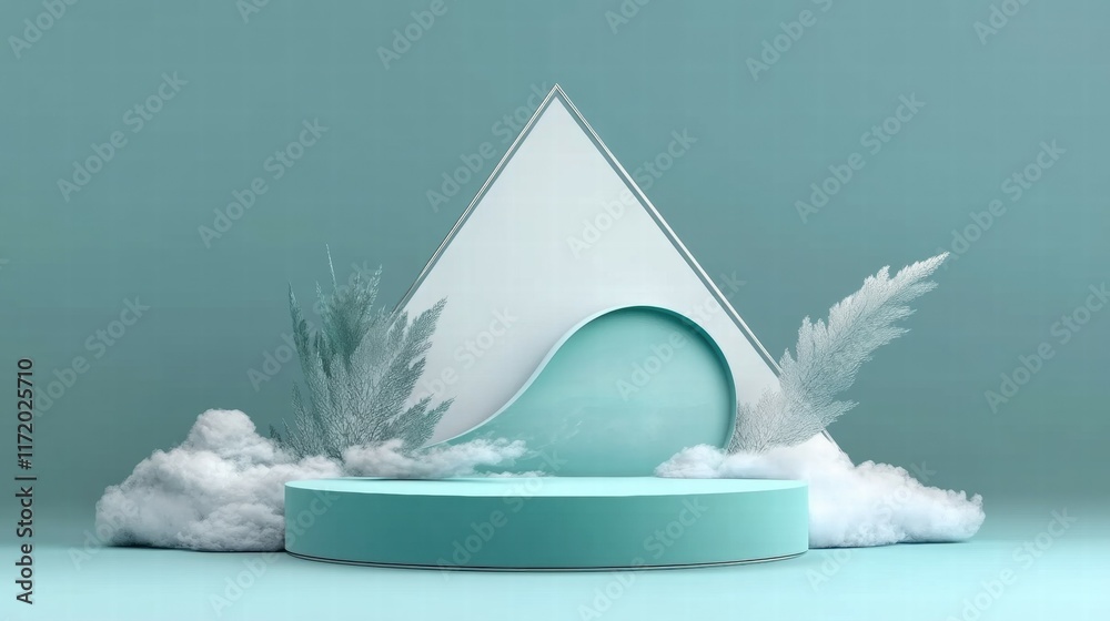 Fototapete a modern, abstract display featuring geometric shapes and soft textures on a serene background.