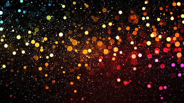 A dynamic scatter plot with glowing dots in radiant neon colors, dynamically arranged over a dark reflective surface with holographic highlights.
