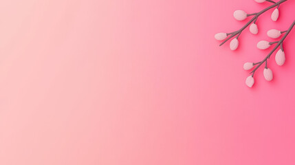 Pink gradient background with decorative branch on right