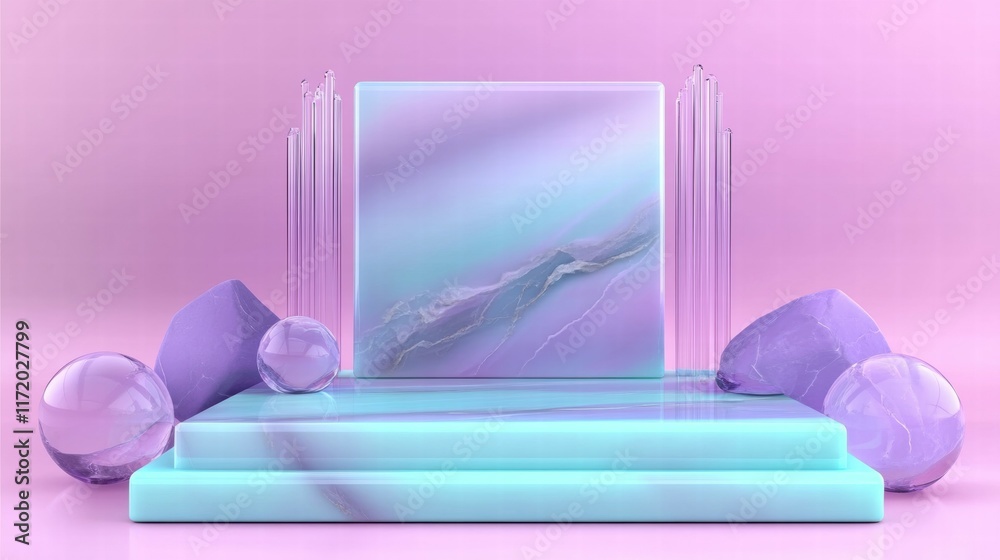 Aufkleber Abstract pastel display featuring geometric shapes and smooth textures for visual aesthetics.