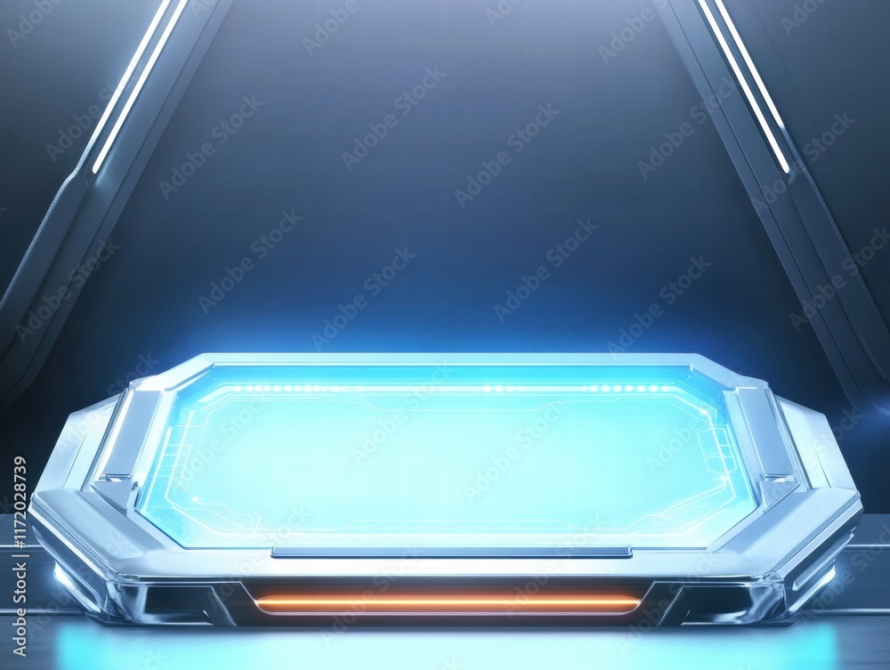 Poster A futuristic, illuminated display panel with a sleek design, suitable for technology applications.