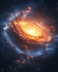 Fiery cosmic swirl in deep space.